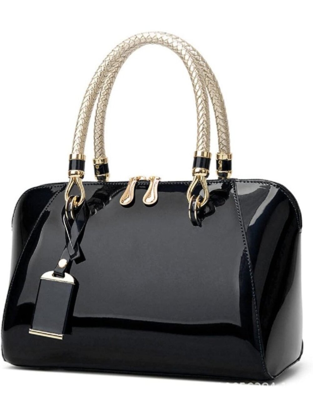 Shiny Patent Faux Leather Crossbody Handbag & Satchel Purse for Women